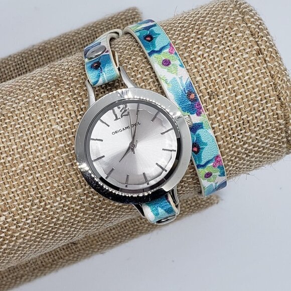 Origami Owl * Floral Leather Wrap Bracelet Watch - Picture 1 of 2